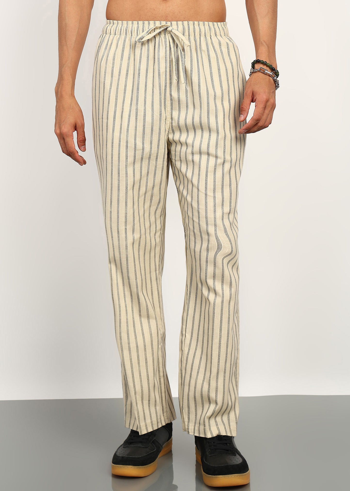 Beige Line Straight Fit Trouser