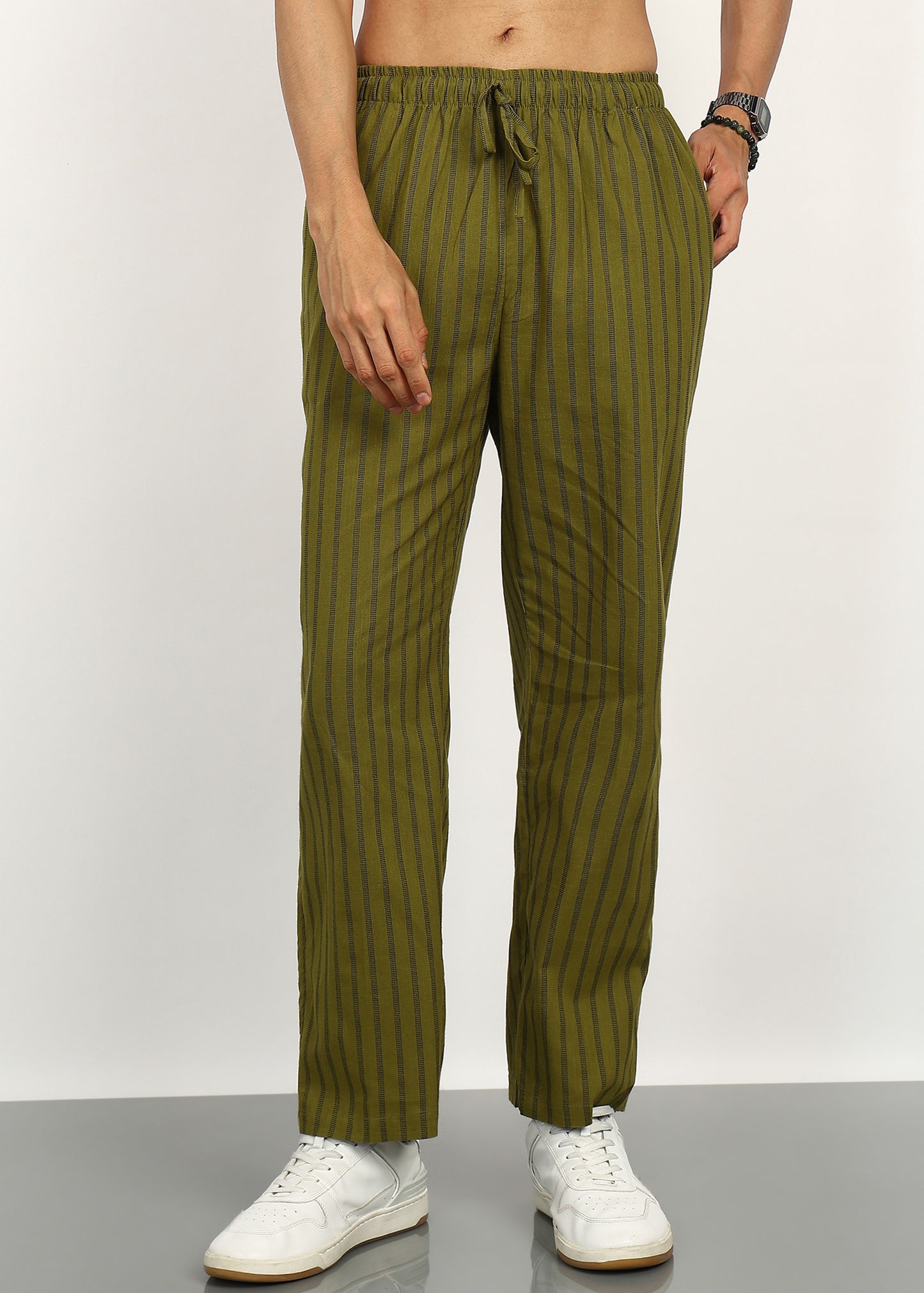 Olive Line Straight Fit Trouser
