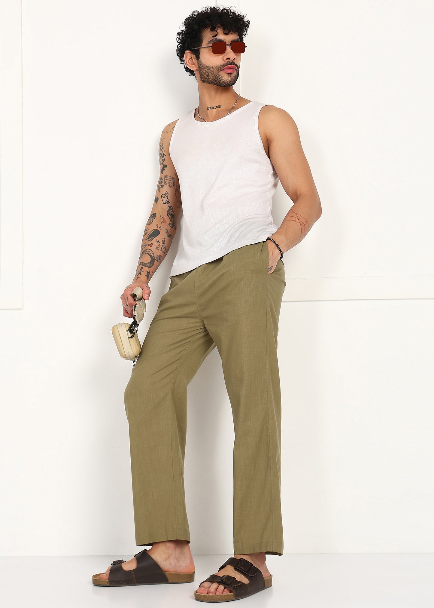 Modern Fit Khaki Cotton Trouser