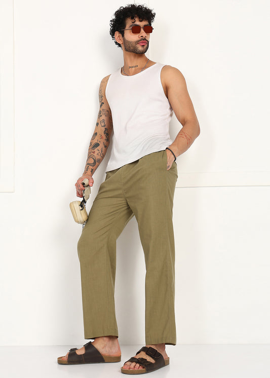 Modern Fit Khaki Cotton Trouser