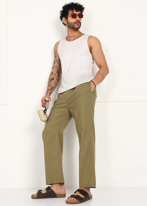 Modern Fit Khaki Cotton Trouser