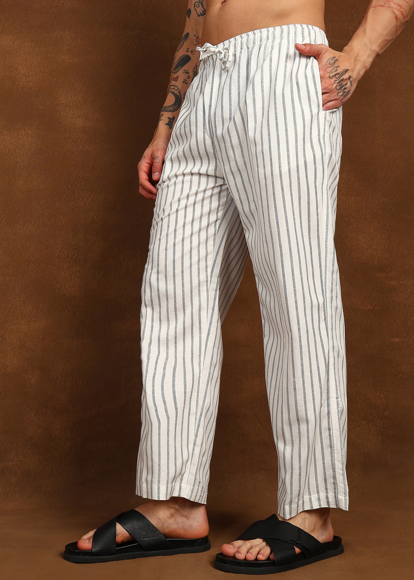 Premium White Line Cotton Trouser