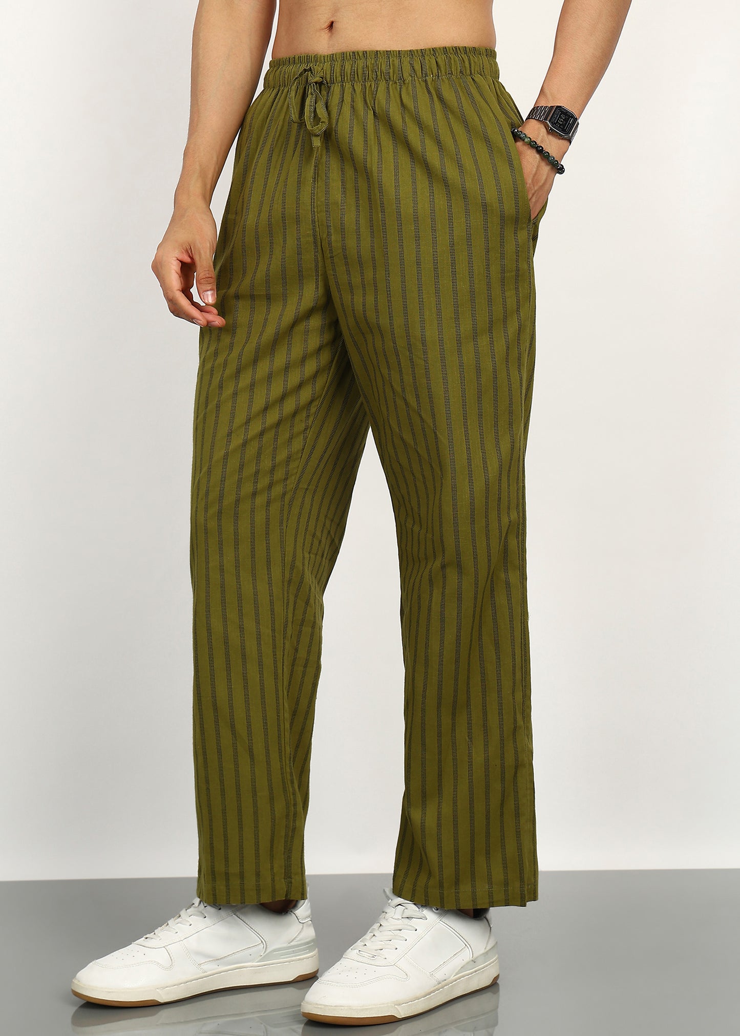 Olive Line Straight Fit Trouser