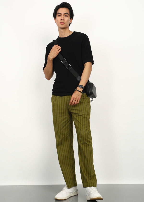 Olive Line Straight Fit Trouser