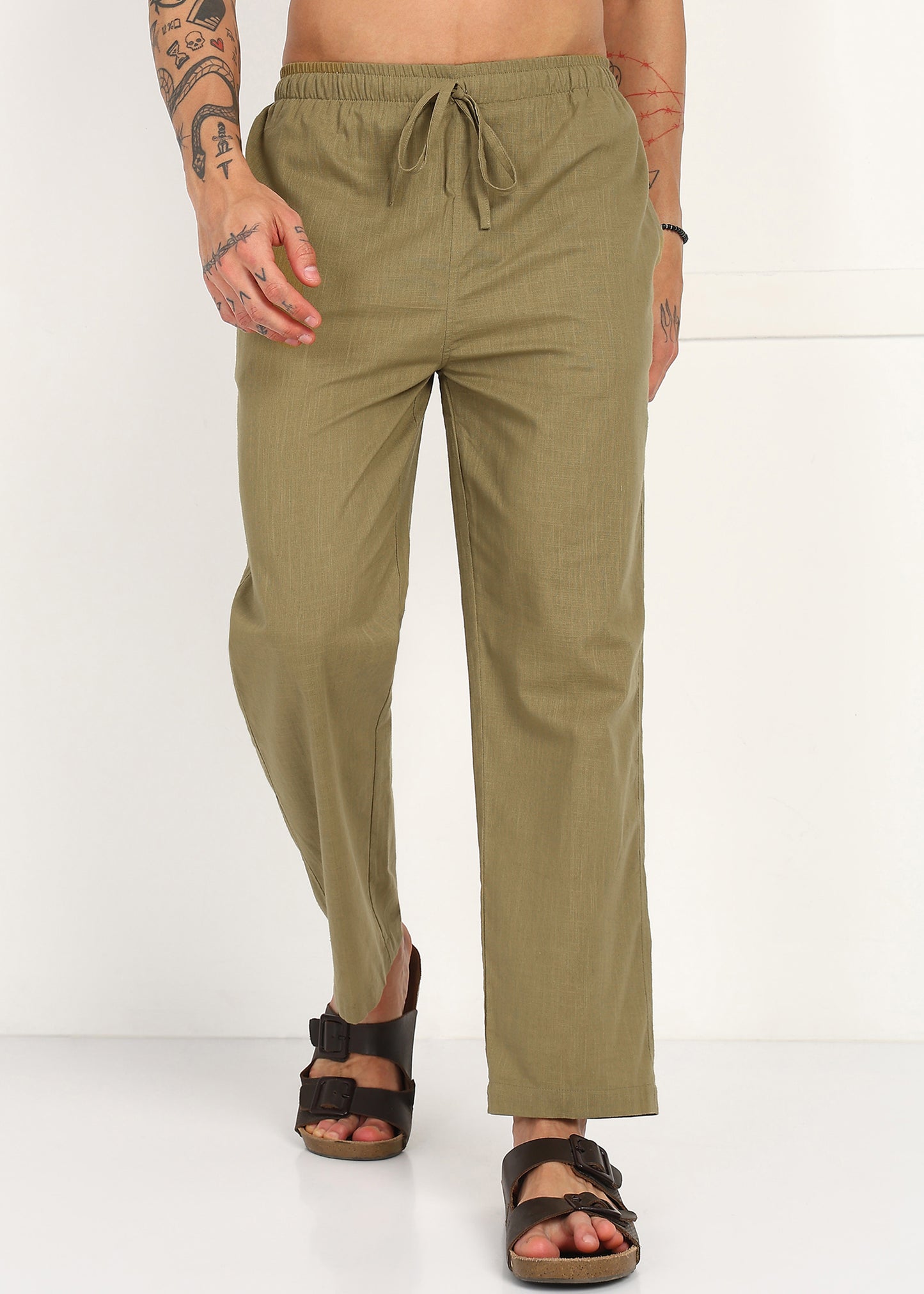 Modern Fit Khaki Cotton Trouser