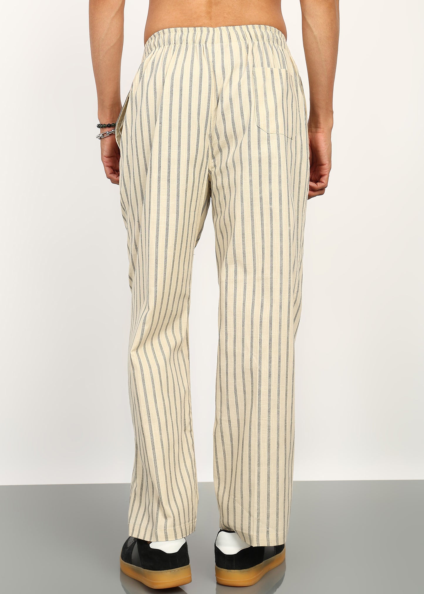 Beige Line Straight Fit Trouser