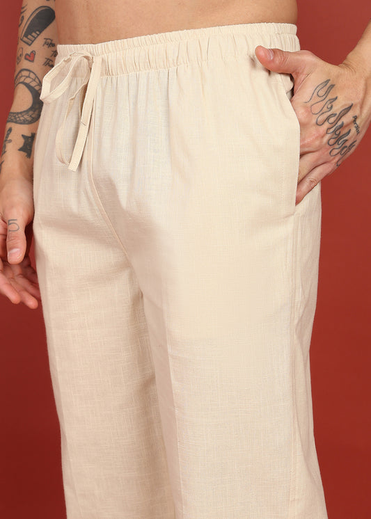 Modern Fit Beige Cotton Trouser